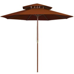 vidaXL Double Decker Parasol with Wooden Pole Outdoor Umbrella Terracotta