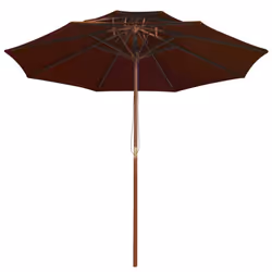vidaXL Double Decker Parasol with Wooden Pole Outdoor Umbrella Terracotta