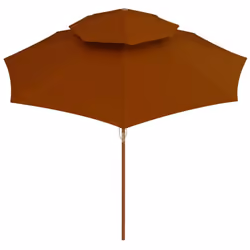 vidaXL Double Decker Parasol with Wooden Pole Outdoor Umbrella Terracotta
