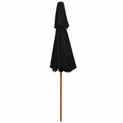vidaXL Double Decker Parasol with Wooden Pole Outdoor Umbrella Canopy Black - Additional view 4