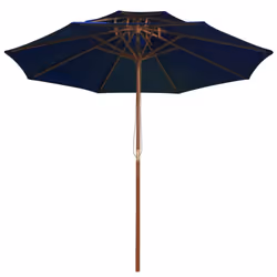 vidaXL Double Decker Parasol with Wooden Pole Outdoor Umbrella Canopy Blue