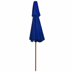vidaXL Double Decker Parasol with Wooden Pole Outdoor Umbrella Canopy Blue - Additional view 4