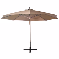 vidaXL Solid Fir Wood Hanging Parasol with Pole Taupe Outdoor Patio Umbrella - Additional view 2
