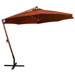 vidaXL Hanging Garden Parasol with Pole Umbrella Terracotta Solid Fir Wood - Additional view 2