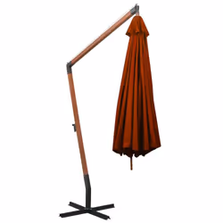 vidaXL Hanging Garden Parasol with Pole Umbrella Terracotta Solid Fir Wood - Additional view 4