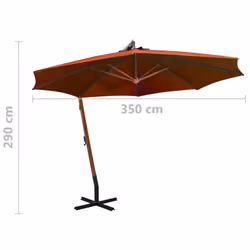 vidaXL Hanging Garden Parasol with Pole Umbrella Terracotta Solid Fir Wood - Additional view 8