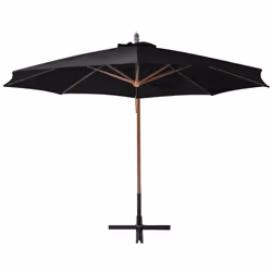 vidaXL Hanging Garden Parasol with Pole Outdoor Umbrella Black Solid Fir Wood - Additional view 3