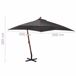 vidaXL Hanging Garden Parasol with Pole Umbrella Anthracite Solid Fir Wood - Additional view 7