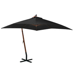 vidaXL Hanging Garden Parasol with Pole Outdoor Umbrella Black Solid Fir Wood
