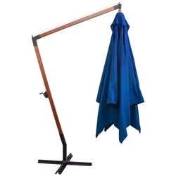 vidaXL Hanging Garden Parasol with Pole Umbrella Azure Blue Solid Fir Wood - Additional view 2