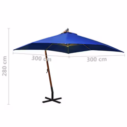 vidaXL Hanging Garden Parasol with Pole Umbrella Azure Blue Solid Fir Wood - Additional view 3