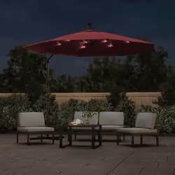 vidaXL Cantilever Garden Parasol with LED Lights and Steel Pole Shade Wine Red - Additional view 2