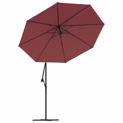 vidaXL Cantilever Garden Parasol with LED Lights and Steel Pole Shade Wine Red - Additional view 4