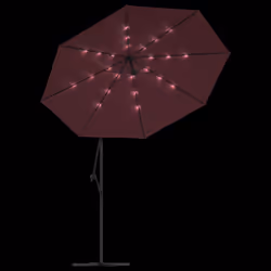 vidaXL Cantilever Garden Parasol with LED Lights and Steel Pole Shade Wine Red - Additional view 5