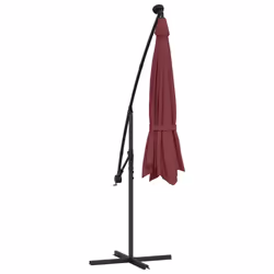 vidaXL Cantilever Garden Parasol with LED Lights and Steel Pole Shade Wine Red - Additional view 7