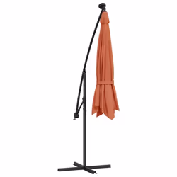vidaXL Cantilever Garden Parasol with LED Lights and Steel Pole Terracotta - Additional view 6