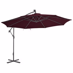 vidaXL Cantilever Garden Parasol with LED Lights Outdoor Umbrella Bordeaux Red