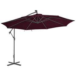 vidaXL Cantilever Garden Parasol with LED Lights Outdoor Umbrella Bordeaux Red