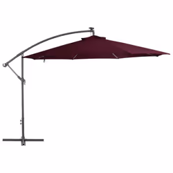 vidaXL Cantilever Garden Parasol with LED Lights Outdoor Umbrella Bordeaux Red