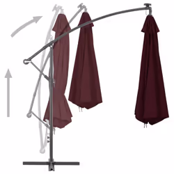 vidaXL Cantilever Garden Parasol with LED Lights Outdoor Umbrella Bordeaux Red