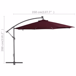 vidaXL Cantilever Garden Parasol with LED Lights Outdoor Umbrella Bordeaux Red - Additional view 8