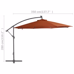 vidaXL Cantilever Umbrella with LED Lights Terracotta 350 cm Outdoor Umbrella - Additional view 8