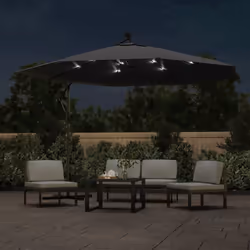 vidaXL Cantilever Garden Parasol with LED Lights Canopy Outdoor Umbrella Black - Additional view 2