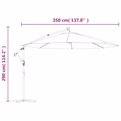 vidaXL Cantilever Garden Parasol with LED Lights Canopy Outdoor Umbrella Black - Additional view 3