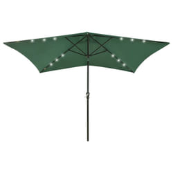 vidaXL Garden Parasol with LEDs and Steel Pole Sunshade Outdoor Umbrella Green
