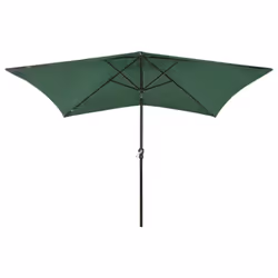 vidaXL Garden Parasol with LEDs and Steel Pole Sunshade Outdoor Umbrella Green