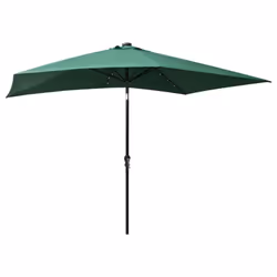 vidaXL Garden Parasol with LEDs and Steel Pole Sunshade Outdoor Umbrella Green - Additional view 5