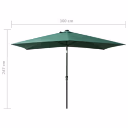 vidaXL Garden Parasol with LEDs and Steel Pole Sunshade Outdoor Umbrella Green - Additional view 9