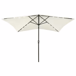 vidaXL Garden Parasol with LEDs and Steel Pole Sunshade Outdoor Umbrella Sand