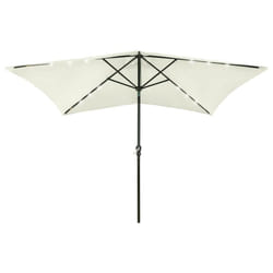vidaXL Garden Parasol with LEDs and Steel Pole Sunshade Outdoor Umbrella Sand