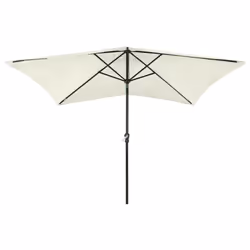 vidaXL Garden Parasol with LEDs and Steel Pole Sunshade Outdoor Umbrella Sand
