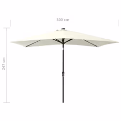 vidaXL Garden Parasol with LEDs and Steel Pole Sunshade Outdoor Umbrella Sand - Additional view 9