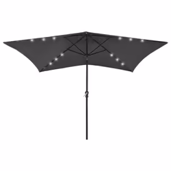 vidaXL Garden Parasol with LEDs and Steel Pole Outdoor Umbrella Anthracite