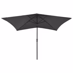 vidaXL Garden Parasol with LEDs and Steel Pole Outdoor Umbrella Anthracite