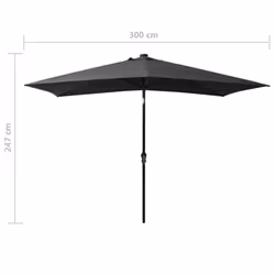 vidaXL Garden Parasol with LEDs and Steel Pole Outdoor Umbrella Anthracite - Additional view 9