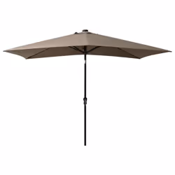 vidaXL Garden Parasol with LEDs and Steel Pole Sunshade Outdoor Umbrella Taupe - Additional view 4
