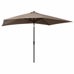 vidaXL Garden Parasol with LEDs and Steel Pole Sunshade Outdoor Umbrella Taupe - Additional view 5