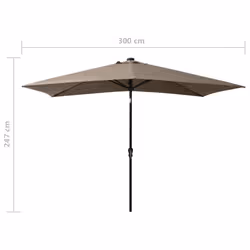 vidaXL Garden Parasol with LEDs and Steel Pole Sunshade Outdoor Umbrella Taupe - Additional view 9