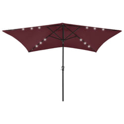 vidaXL Garden Parasol with LEDs and Steel Pole Outdoor Umbrella Bordeaux Red