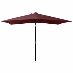 vidaXL Garden Parasol with LEDs and Steel Pole Outdoor Umbrella Bordeaux Red - Additional view 4
