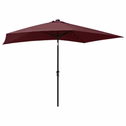 vidaXL Garden Parasol with LEDs and Steel Pole Outdoor Umbrella Bordeaux Red - Additional view 5