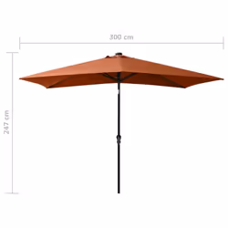 vidaXL Garden Parasol with LEDs and Steel Pole Outdoor Umbrella Terracotta - Additional view 9