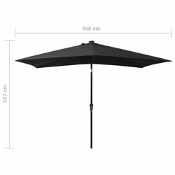 vidaXL Garden Parasol with LEDs and Steel Pole Sunshade Outdoor Umbrella Black - Additional view 10