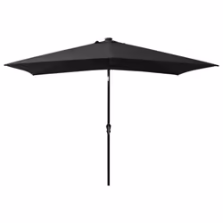 vidaXL Garden Parasol with LEDs and Steel Pole Sunshade Outdoor Umbrella Black - Additional view 4