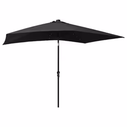 vidaXL Garden Parasol with LEDs and Steel Pole Sunshade Outdoor Umbrella Black - Additional view 5