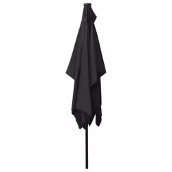 vidaXL Garden Parasol with LEDs and Steel Pole Sunshade Outdoor Umbrella Black - Additional view 7
